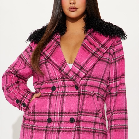 Pink and Black Plaid Trench Coat-Fashion Nova - Picture 2 of 9
